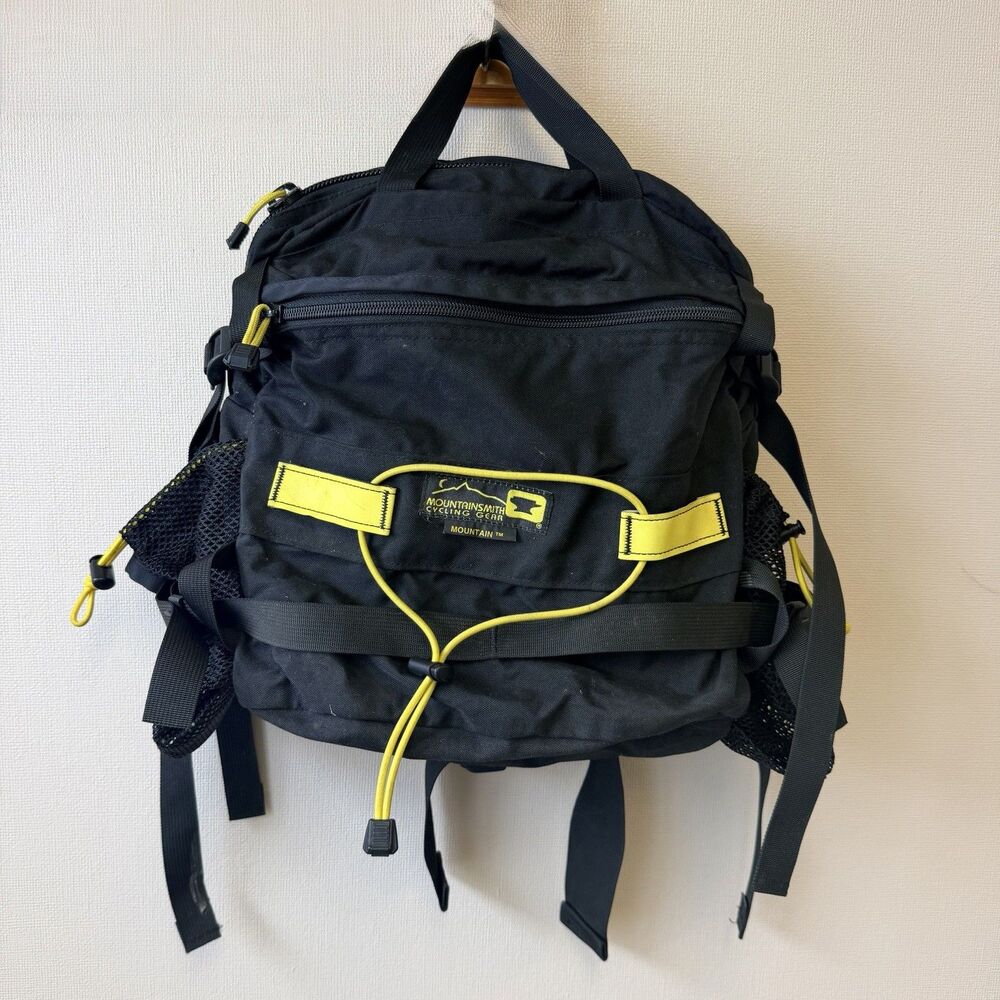 Vintage Mountainsmith Mountain Cycling Gear Day Pack Backpack Black Yellow USA